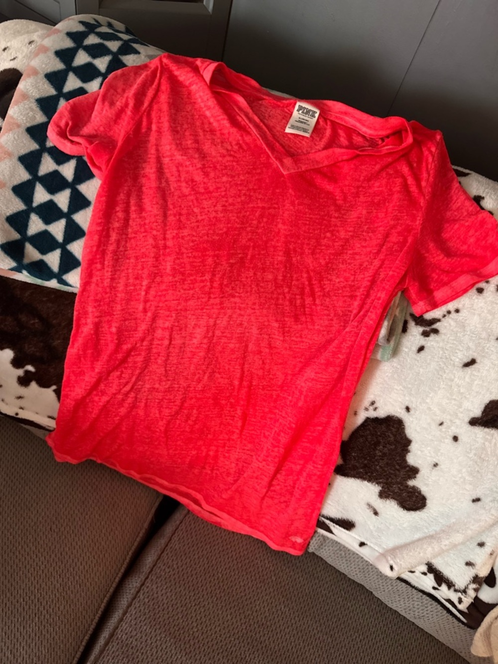 PINK Victoria's Secret Coral V-Neck Tee